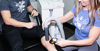 Local Cryotherapy being done to client